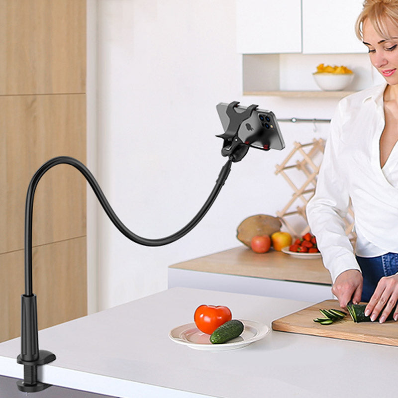 Flexible Long Arms Phone Holder Stand Lazy, Bed and Headrest Clamp Mount, Adjustable 360 Bracket for Hands-Free Viewing