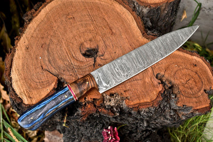 Damascus Steel Chef Knife  Handmade Wooden Handle With Sheath 1