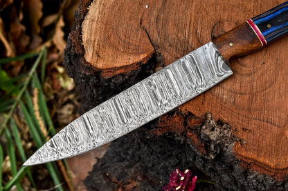 Damascus Steel Chef Knife  Handmade Wooden Handle With Sheath 3