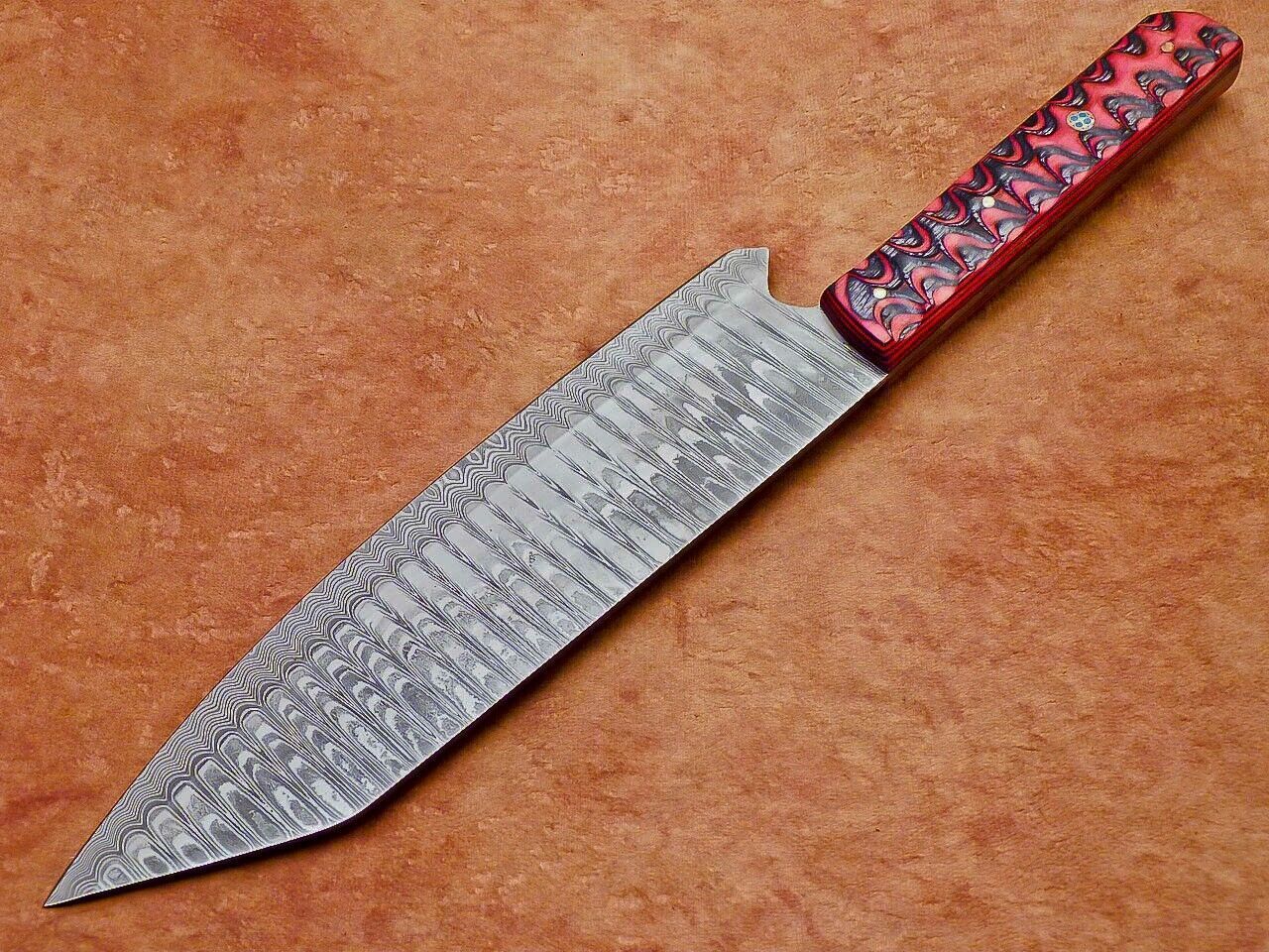 Custom Crafted Damascus Steel Knife  Wooden Handle Kitchen Masterpiece 3