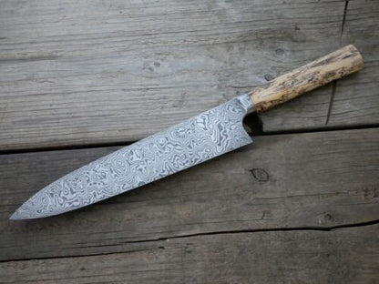 ForgeCraft Damascus Kitchen Knife | Premium Wooden Handle Cooking Blade