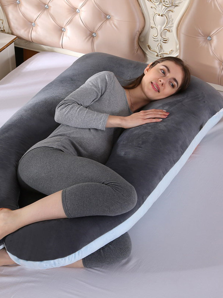U Type Lumbar Pillow, Soft Fleece Pregnant Pillow, Side Protect Cushion for Pregnancy Women