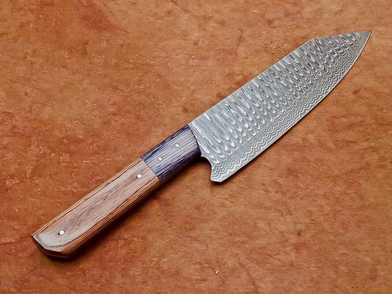 Custom Handmade Damascus Knife  Wood Handle Chef Knife 1