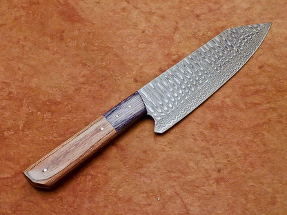 Custom Handmade Damascus Knife  Wood Handle Chef Knife 1