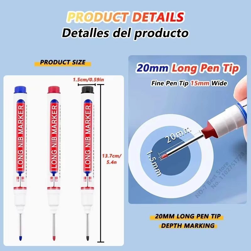 ProMark Deep Hole Marker Pen  20mm Long Nib Waterproof Industrial Marking Tool For Wood Metal  Cons 2