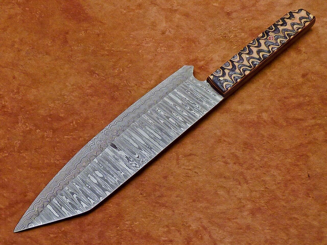 Damascus Steel Blade Kitchen Knife  Handcrafted Wood Handle 2