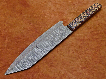 Damascus Steel Blade Kitchen Knife  Handcrafted Wood Handle 2