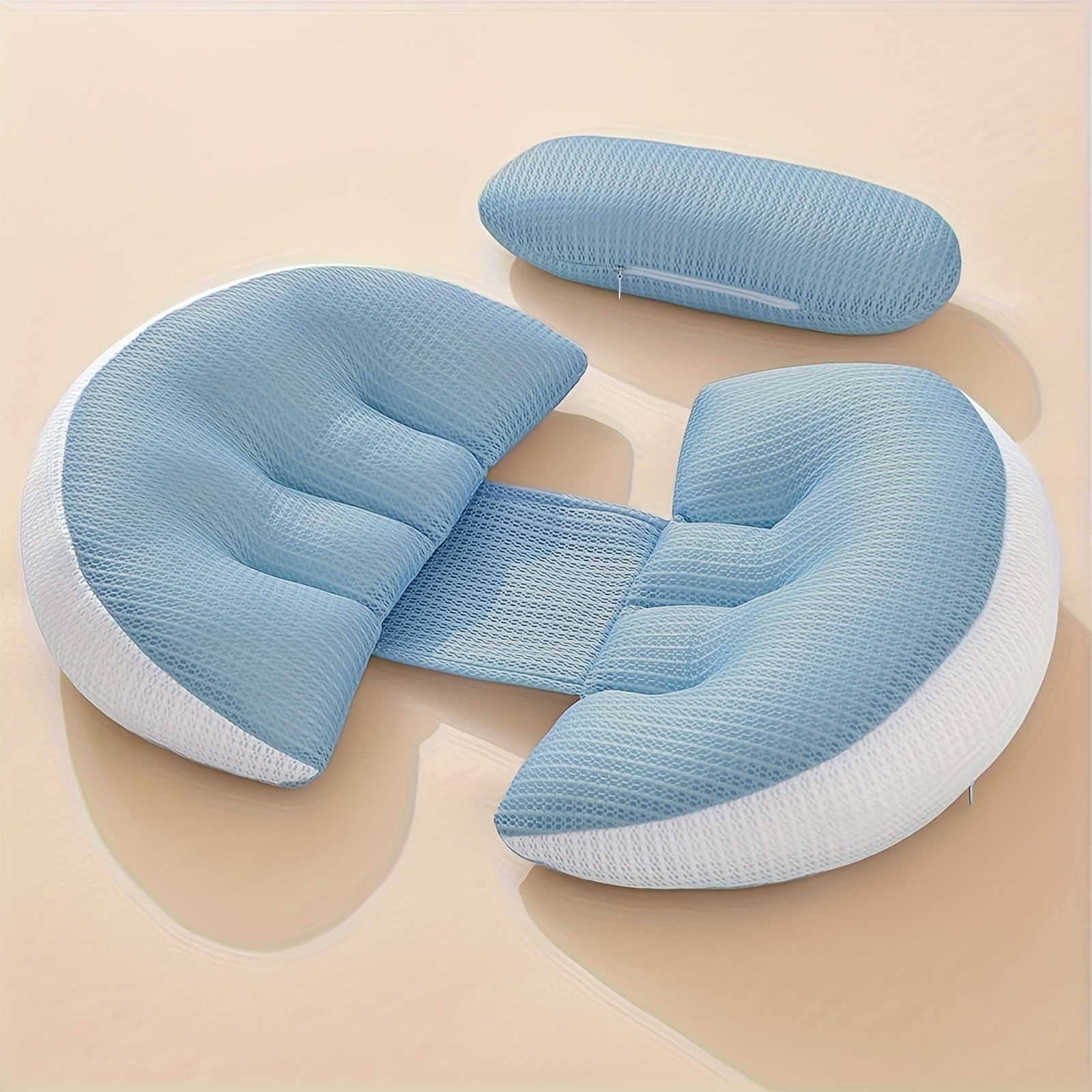 Adjustable U Shaped Maternity Pillow, Removable Cover, Soft Polyester Fiber, Comfortable Back and Belly Support