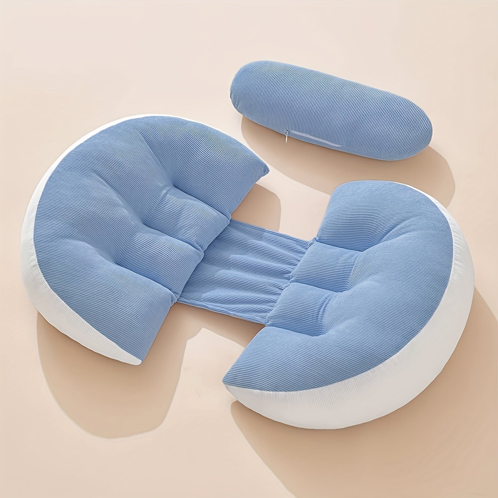 Adjustable U Shaped Maternity Pillow, Removable Cover, Soft Polyester Fiber, Comfortable Back and Belly Support