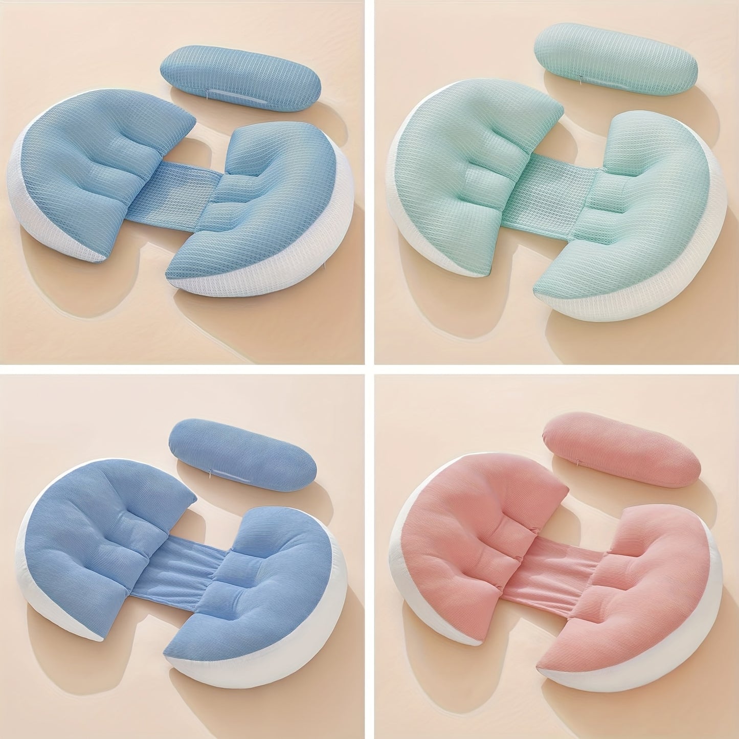 Adjustable U Shaped Maternity Pillow, Removable Cover, Soft Polyester Fiber, Comfortable Back and Belly Support