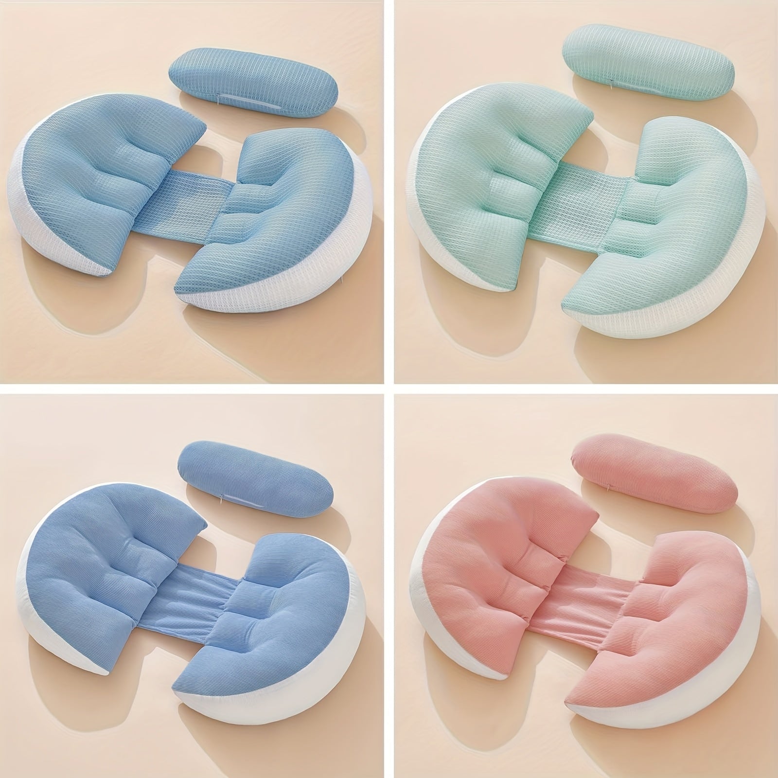 Adjustable U Shaped Maternity Pillow, Removable Cover, Soft Polyester Fiber, Comfortable Back and Belly Support