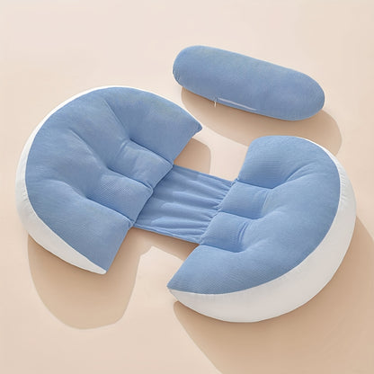 Adjustable U Shaped Maternity Pillow, Removable Cover, Soft Polyester Fiber, Comfortable Back and Belly Support