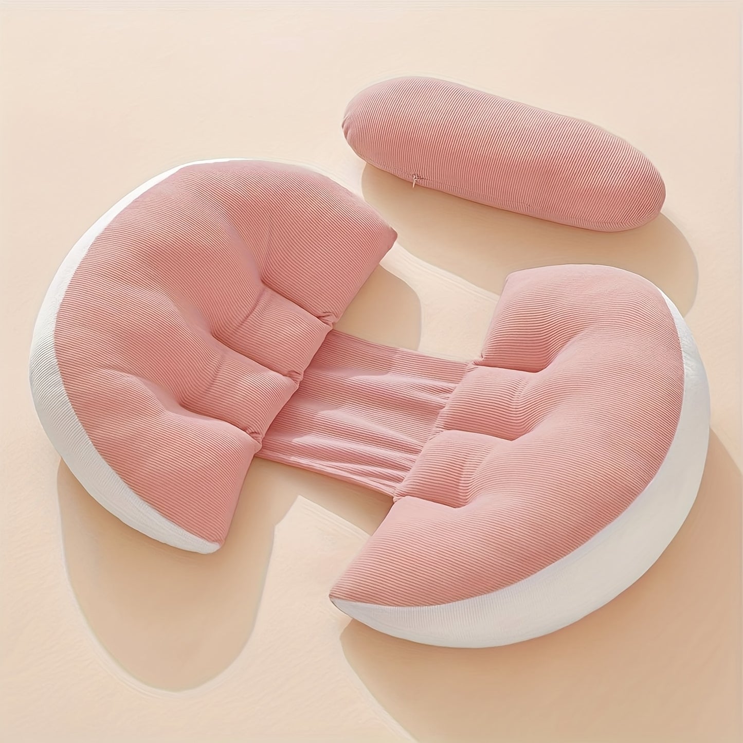 Adjustable U Shaped Maternity Pillow, Removable Cover, Soft Polyester Fiber, Comfortable Back and Belly Support