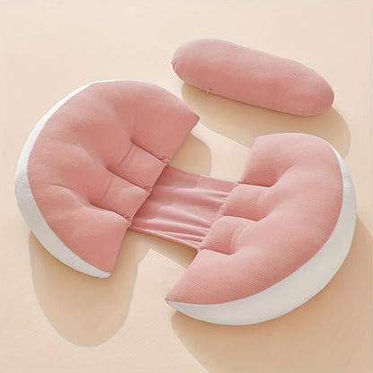 Adjustable U Shaped Maternity Pillow, Removable Cover, Soft Polyester Fiber, Comfortable Back and Belly Support