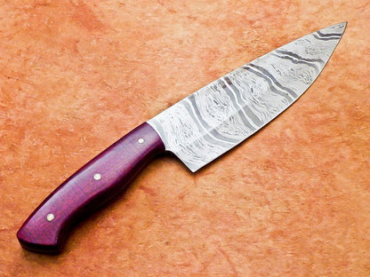 Handmade Kitchen Knife  Forged Damascus Steel With Wood Handle 1