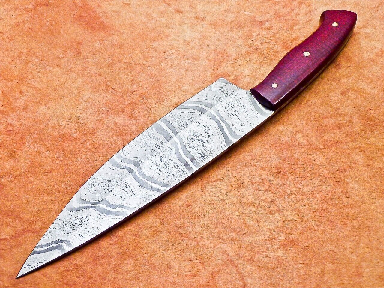 Handmade Kitchen Knife  Forged Damascus Steel With Wood Handle 3