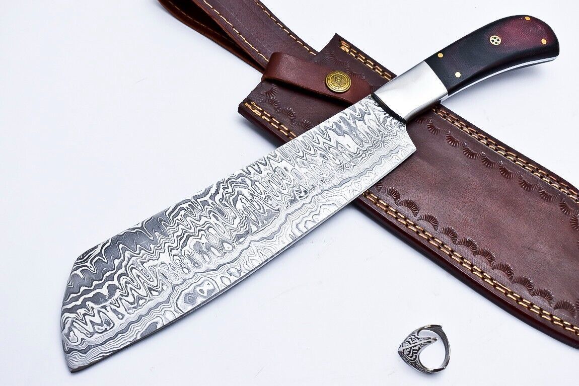 Handmade Kitchen Knife | Forged Damascus Steel with Micarta Handle