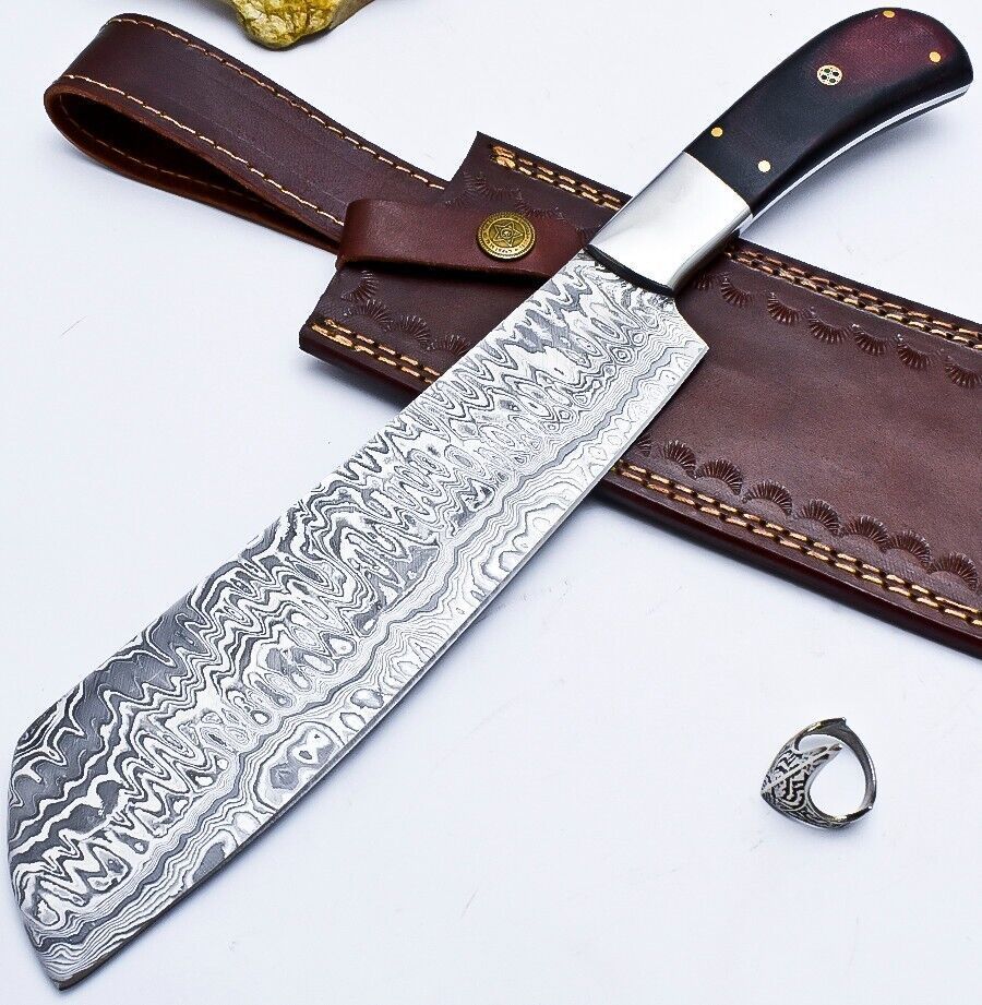 Handmade Kitchen Knife  Forged Damascus Steel With Micarta Handle 0