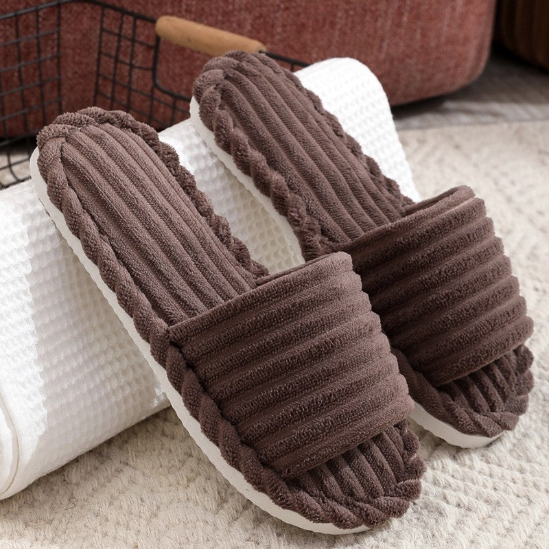 Womens Slippers Indoor Open Toe Fuzzy Slides For Women Corduroy Warm Memory Foam House Shoes Soft A 4