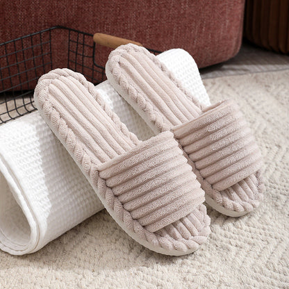 Womens Slippers Indoor Open Toe Fuzzy Slides For Women Corduroy Warm Memory Foam House Shoes Soft A 6