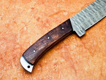 Custom Forged Chef Knife  Damascus Blade  Wood Handle 3