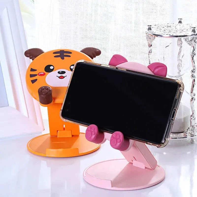 Cute Resin Animal Desk Stand, Mobile Phone Holder Tablets, Cat Dog Ornament for iPad Smartphone Home Tabletop Decor