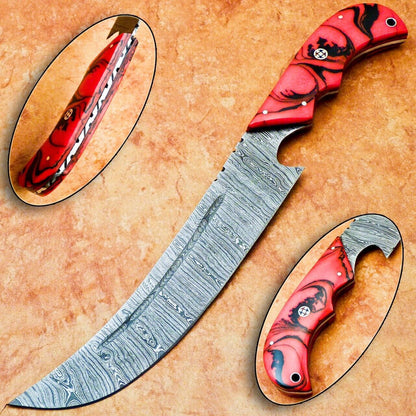 12" Custom Handmade Damascus Steel Chef Knife with Resin Handle | Forged Kitchen Knife