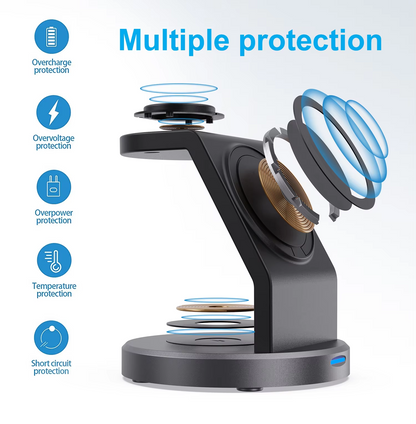 Wireless Charging Station Dock, Magnetic Charger Stand for Smartphones, MagSafe Fast Charge Base