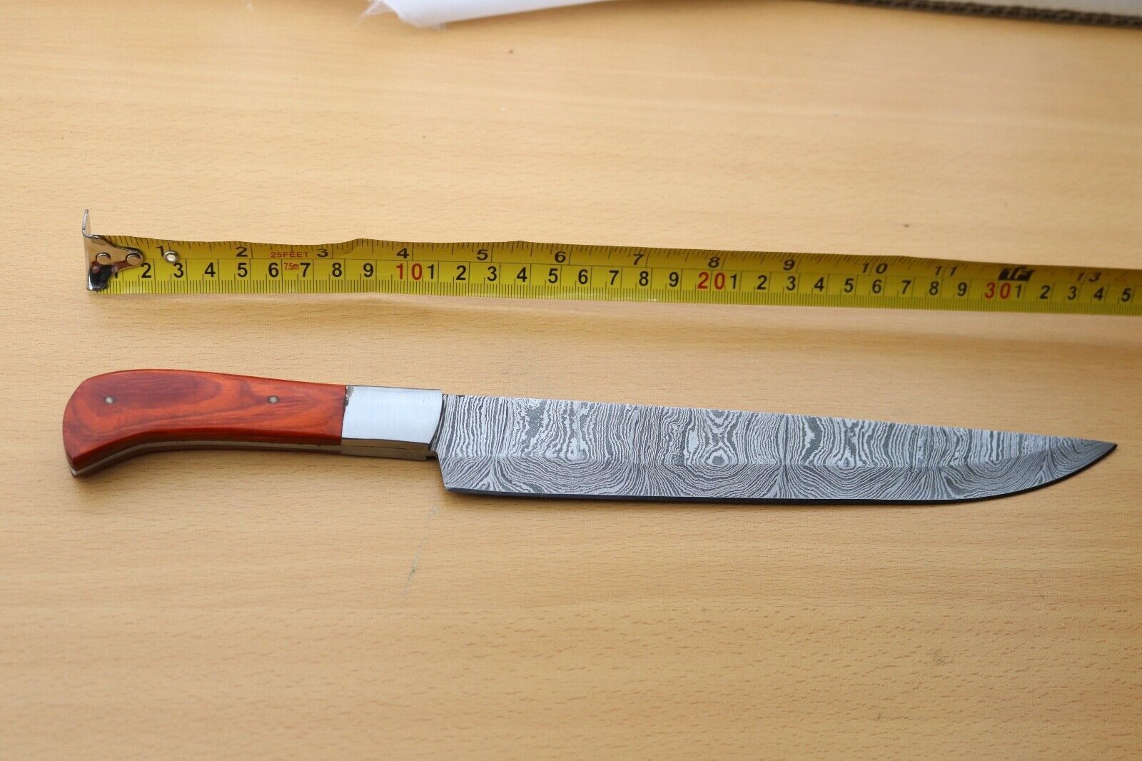 Custom Handmade Damascus Steel Hunting  Camping Knife With Wooden Handle And Sheath 1