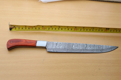 Custom Handmade Damascus Steel Hunting  Camping Knife With Wooden Handle And Sheath 1