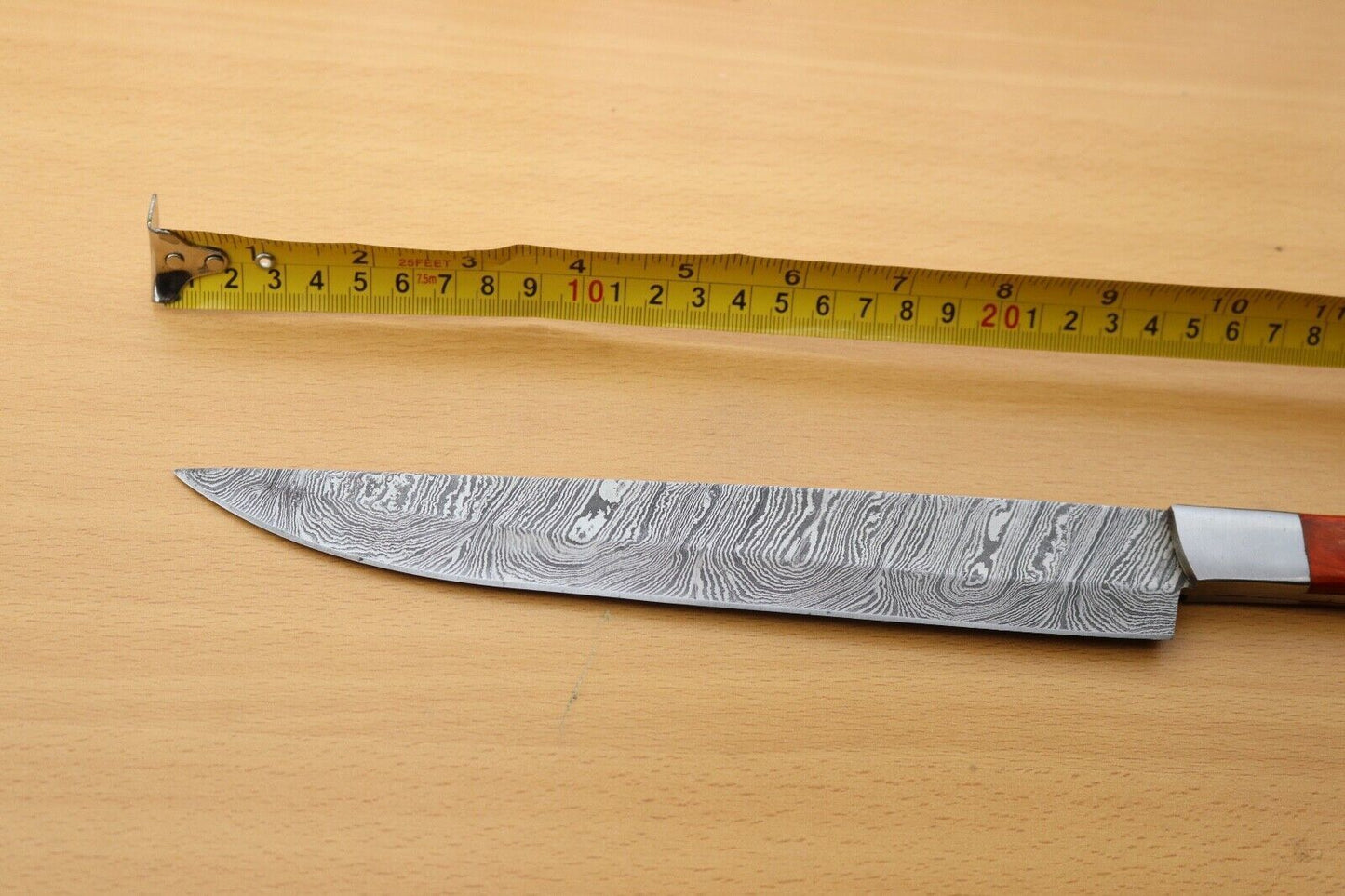 Custom Handmade Damascus Steel Hunting  Camping Knife With Wooden Handle And Sheath 3
