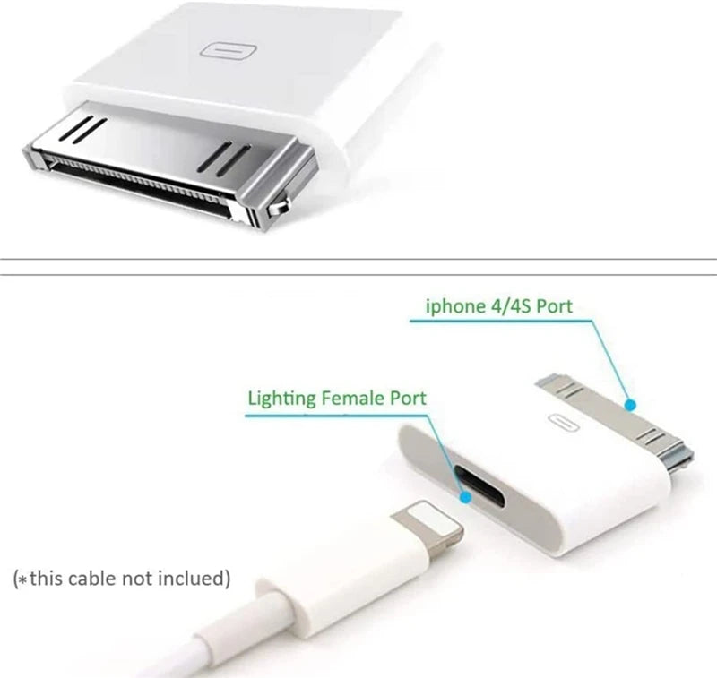 Pin Male To Pin Female Adapter, Lighting Charging Sync Converter, For iPhone 4 4S, iPad 2 3, iPod Touch Charger Cable