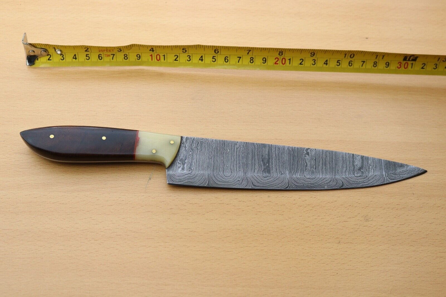 Hand Forged Damascus Steel Hunting Knife With Wooden Handle  Sheath 1