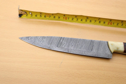 Hand Forged Damascus Steel Hunting Knife With Wooden Handle  Sheath 3