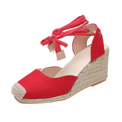 Comfortable Womens Casual Shoes Espadrille Ankle Strap Sandals Breathable Flax Hemp Canvas Slippers 5