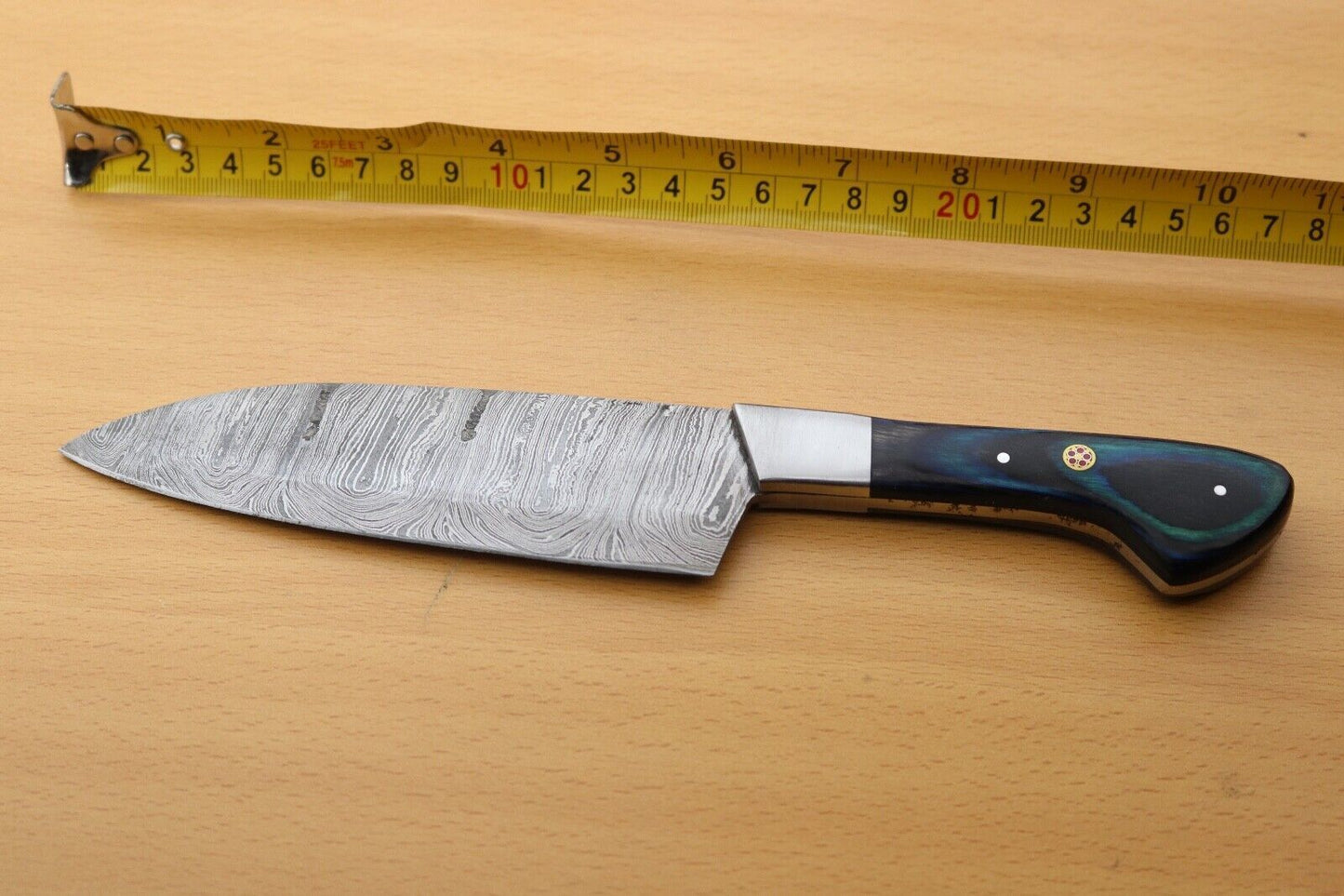 Custom Forged Damascus Hunting Knife  Pure Wood Handle Knife 3