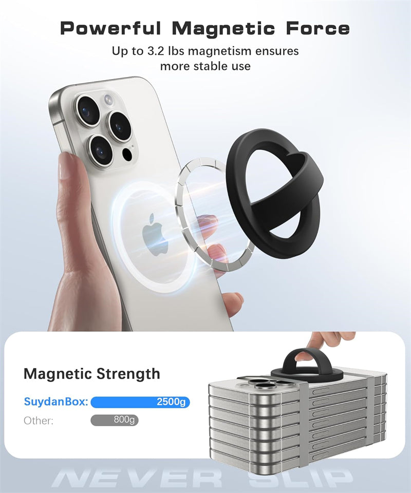 Finger Strap Phone Ring Holder, Magnetic Silicone Soft Grip for Magsafe iPhone 16, Universal Mac Safe Loop Stand Support