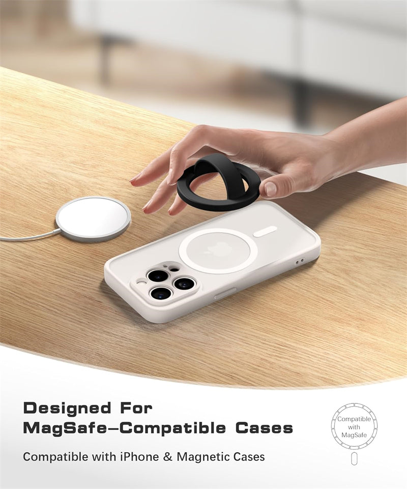 Finger Strap Phone Ring Holder, Magnetic Silicone Soft Grip for Magsafe iPhone 16, Universal Mac Safe Loop Stand Support