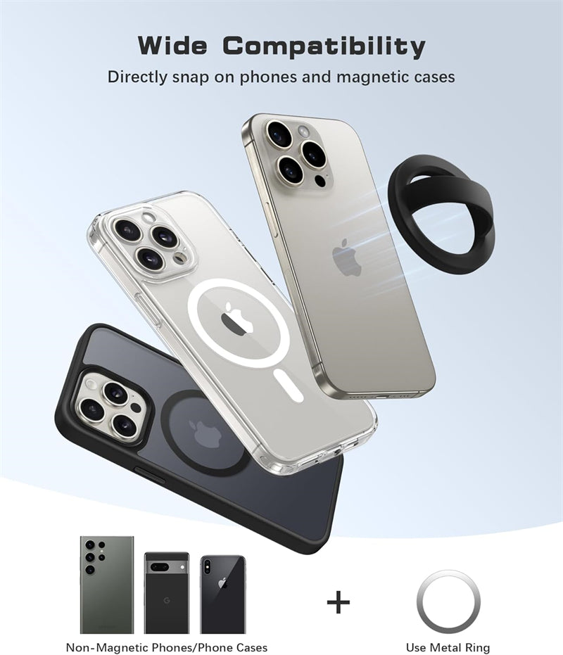Finger Strap Phone Ring Holder, Magnetic Silicone Soft Grip for Magsafe iPhone 16, Universal Mac Safe Loop Stand Support