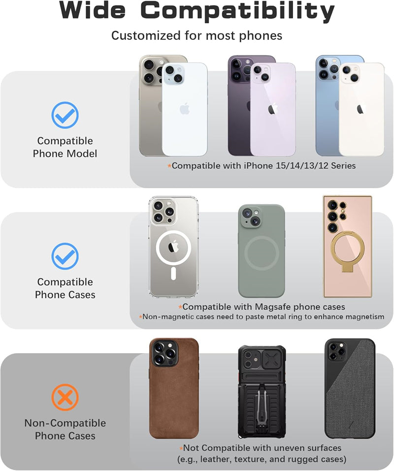 Finger Strap Phone Ring Holder, Magnetic Silicone Soft Grip for Magsafe iPhone 16, Universal Mac Safe Loop Stand Support