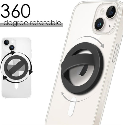 Finger Strap Phone Ring Holder, Magnetic Silicone Soft Grip for Magsafe iPhone 16, Universal Mac Safe Loop Stand Support