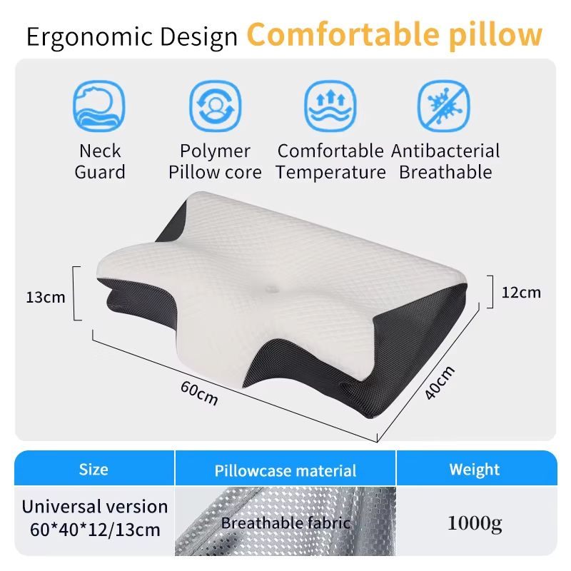 ErgoComfort Memory Foam Pillow For Side Sleepers  Slow Rebound Cervical Support Cushion 4