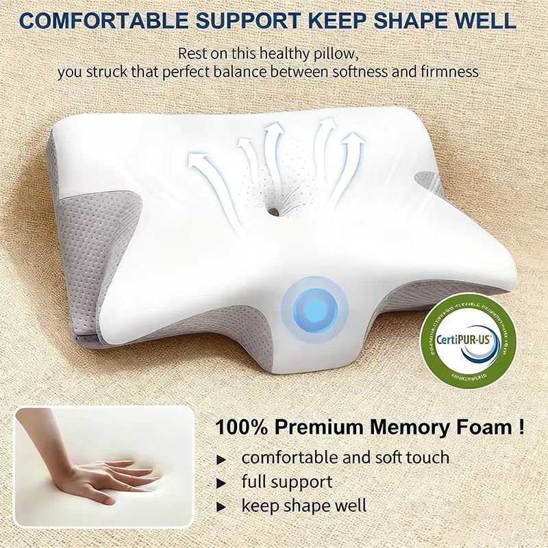 ErgoComfort Memory Foam Pillow For Side Sleepers  Slow Rebound Cervical Support Cushion 5