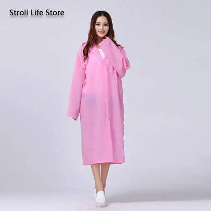Women's Translucent Rain Poncho, Yellow Waterproof Raincoat, Outdoor Adult Rain Gear, Plastic Suit, Clear Rain Coat