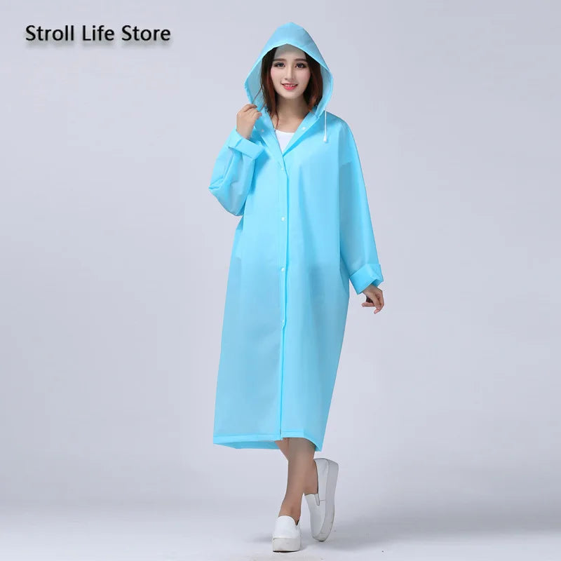 Women's Translucent Rain Poncho, Yellow Waterproof Raincoat, Outdoor Adult Rain Gear, Plastic Suit, Clear Rain Coat