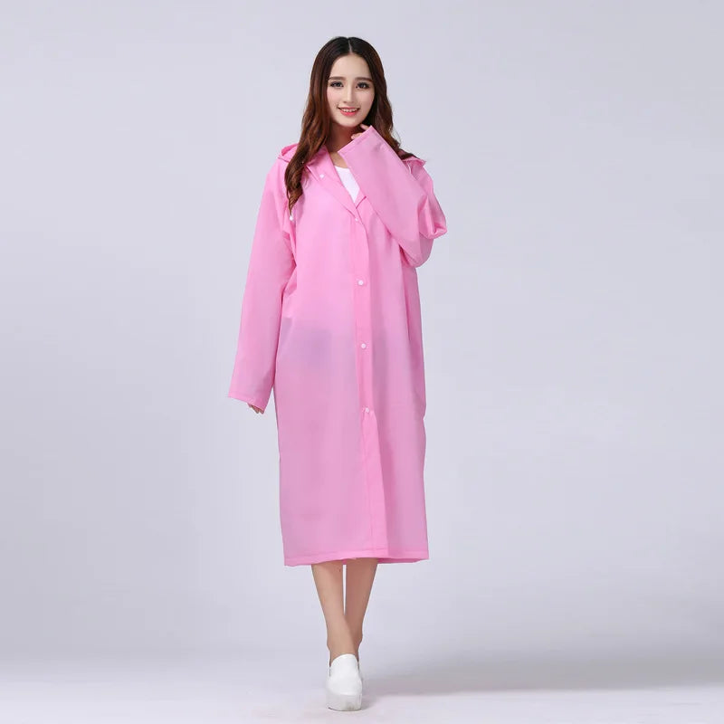 Women's Translucent Rain Poncho, Yellow Waterproof Raincoat, Outdoor Adult Rain Gear, Plastic Suit, Clear Rain Coat