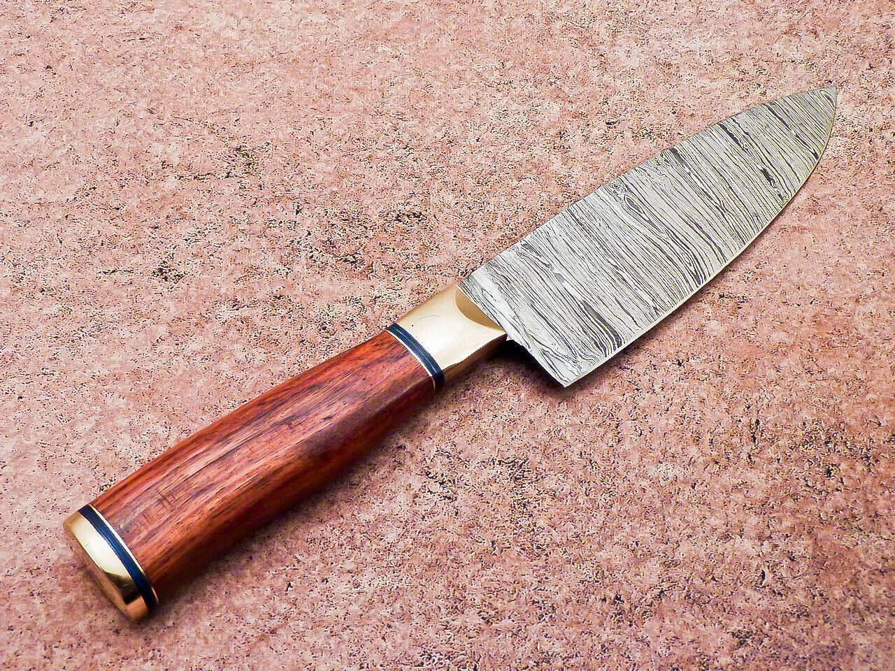 Professional Damascus Hunting Knife  Wooden Handle With Sheath 1