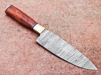 Professional Damascus Hunting Knife  Wooden Handle With Sheath 2