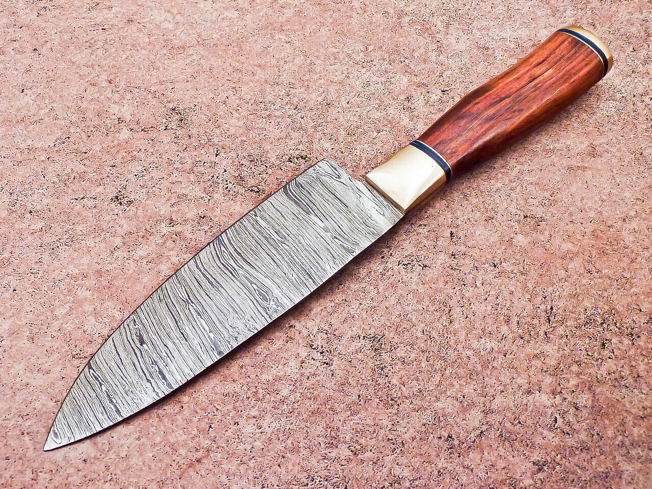 Professional Damascus Hunting Knife  Wooden Handle With Sheath 3