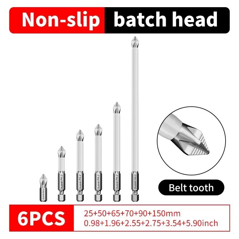 PrecisionGrip 6Piece Magnetic Cross Head Screwdriver Bit Set  High Hardness Drill Bits For Electric 6